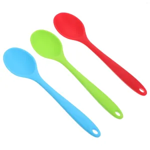 Garfos 3 peças colheres de mistura longas de silicone colher de sopa utensílios de cozinha (combinação 3)