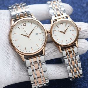 Armbandsur Designer Watches Quartz Movement Cow-Leather/Steel Band Mineral Glass Couples Watch High Quality Wedding Gift