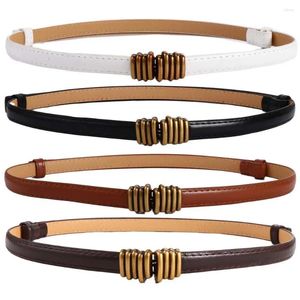 Belts Adjustable Alloy Metal Buckle All-match Leisure PU Leather Belt Thin Waistband Skirt Decorations Circle Waist Strap