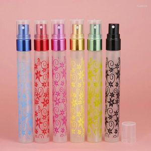 Depolama Şişeleri 6 PC/Lot Buzlu Baskılı 10ml Cam Parfüm Sprey Atomiziz Boş Dolunabilen Taşınabilir Mini Parfum Şişesi