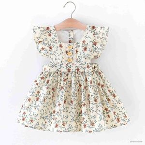 Vestidos da menina meninas vestido de verão crianças usar retro pequeno fragmentado flor sem mangas rendas casual menina bebê tanque vestido superior