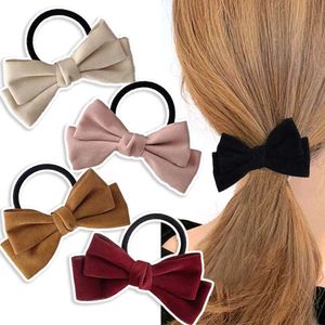 Autumn Winter New Bow Headband Girl Tie Ponytail Headrope Sweet and Elegant Style Back Head Spoon Rubber Band Versatile Headwear