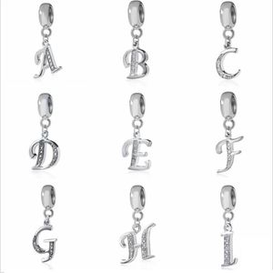 Letter Charms for European Bracelets Necklace Authentic 925 Sterling Silver A-Z Pendant Beads DIY Alphabet Accessories Fit Making 2277