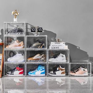 Fully Transparent Storage Shoe Box Can Be Stacked with Lid Handbags and Shoes Display Cabinet Dust-proof and Moisture-proof 240125
