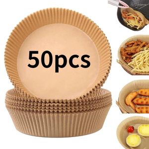 Pişirme Aletleri 50 PCS Hava Fritöz Kağıt Gıda Tek Kullanımlık Astar Airfryer Yağ geçirmez Barbekü Plakası Vapur Aksesuarları