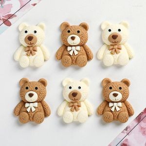 Dekoratif figürinler 10pcs/lot caroon bej kahve ayı reçine cabochon düz backs fit phone deko parçaları scrapbooking zanaat diy saç yayları