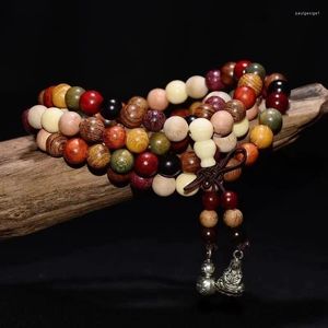 Strand Handstring Perline colorate 108 Buddha Agarwood Bracciale in legno di sandalo Gioielli da uomo e da donna Divertimento culturale