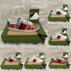 Designer Italy Luxury Sneakers Platform Low Men Women Shoes Casual Dress Trainers Tiger Embroidered Ace Bee White Green Red Stripes Mens Shoe Walking Sneaker