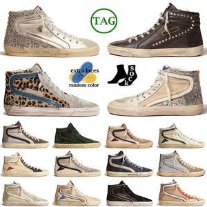 Plattform Italien Brand Slide Upper Silver Gold Vintage Glitter Designer Casual Shoes Handgutade Mid Ball Star Womens Mens Calfskin Flash Trainers Flat Sneakers