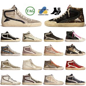 Plataforma Superior Slide Prata Ouro Vintage Artesanal Mid Ball Star Itália Marca Slide Trainers Flash Flat Designer Glitter Sneakers Sapatos Mulheres Mens Casual