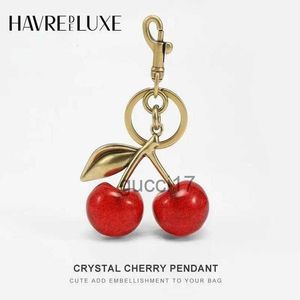 Keychains Lanyards Handbag pendant keychain women's exquisite Internet famous crystal Cherry car accessories high grade 231025 LMLS