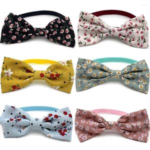 Dog Apparel 10 Pcs Bowties With Flowers Pattern Handmade Pet Puppy Collar Neckties Cat Grooming Accessories Supplies