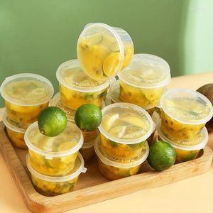 Disposable Dinnerware 50pcs/set Plastic Sauce Jars Portion Boxes With Lids Thickened BBQ Seasoning Small Dish Chili Cup Container