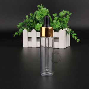 30 teile/los 30 ml Kunststoff Ätherisches Öl Flasche Leere Gold Drooper Parfüm Topf Kleine 1 unze Kosmetische Behälter Nachfüllbar goufk