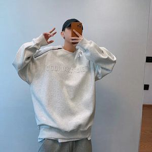 Sweatshirt för män hoodieless pullover topp manliga kläder solid ingen lös lyx 2023 långärmad tee koreansk vinter höst xl 240119