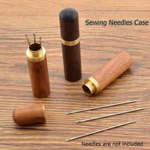 芸術品と工芸品1PC木製の縫製針ホルダーハンドル針オランジ化コンテナストレージチューブDIY編み刺繍工具