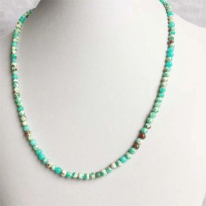 Kolye 4/6/8mm Deniz Tortu Kan Yeşil İmparatorluk Turkuaz Jasper Kolye Doğal Taş Takı Soylu Zincir Zincir Ceza COLLIER