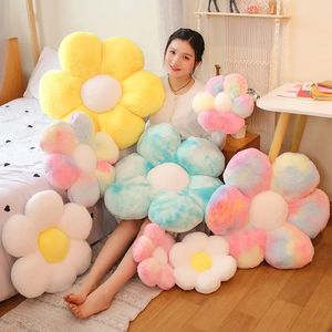 30-80cm Kawaii Colorful Flower Plush Pillow Cushion Soft Sunflower Plant Mat Stuffed Sofa Bed Sleeping Back Cushion Decor Gifts 240122