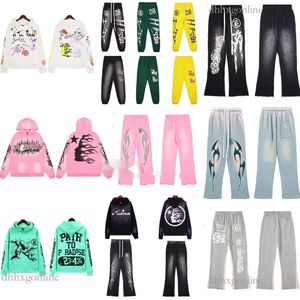 Designer Hoodie Hellstar Hoodie Graphic Tracksuit Clothing Clothes Hipster Washed Fabric Street Graffiti Bokstäver Folie Print Vintage Loose Tracksuit1 1