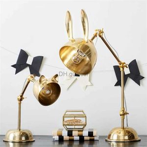 Floor Lamps Table lamp shaped by rabbit ears gold desk lamp in childrens room LED E27 YQ240130