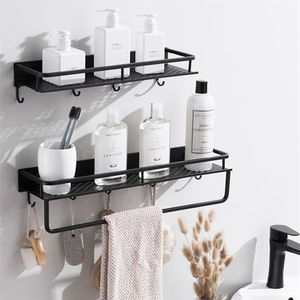 MaBlack Wall Shelf Cookware Storage Organizer Kitchen Pantry Bathroom Pot Pan Rack With 6 Hooks Accessory320r