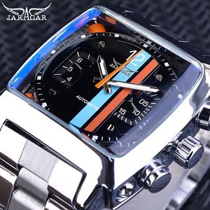 Jaragar zegarek navigator seria moda unikalna kwadratowa wyświetlacz wodoodporne męskie automatyczne zegarki Top marka Luminous Hands2775