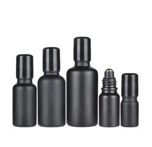 10ml 5ml 15ml 20ml 30ml 50ml 100ml Rolo de perfume em garrafa de vidro Geada preta com rolo de bola de vidro de metal Frascos de óleo essencial JL9533 ZZ