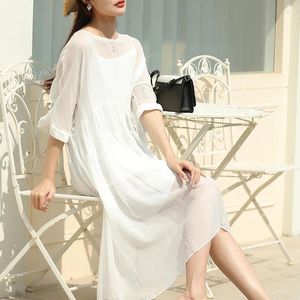 Vestidos casuais moda feminina chiffon branco 23 primavera verão senhoras sexy camisa escritório trabalho diário beachwear fada corpo con vestido