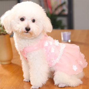 Bekleidung HOOPET Hunde-Spitzenkleid, Haustier-Prinzessin-Kleidung für Teddy-Welpen, Hochzeitskleider für kleine und mittelgroße Hunde, Party-Haustier-Uniform-Lieferanten