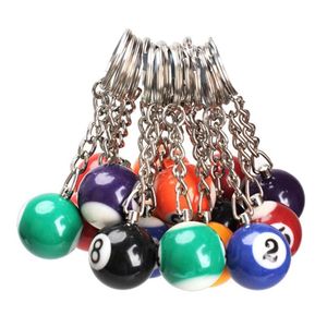 16 pçs / lote bola de bilhar chaveiro chaveiro redondo pingente carro chaveiro charme jóias moda chaveiros acessórios misturado color262v