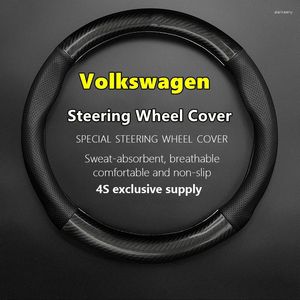 Чехлы на руль для Volkswagen, натуральная кожа, углеродное волокно, подходят для VW CC Polo Bora Golf Jetta Lavida Lamando Magotan Passat