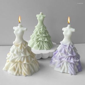 Hantverksverktyg 3D Fancy Wedding Dress Candle Silicone Mold Diy Crafts Gipsum Soap Resin Crystal Making For Valentine's Day Gifts