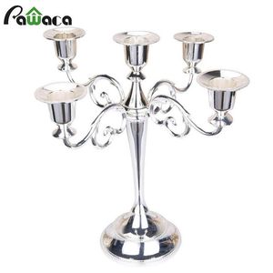 Silver Gold 3 5 Arms Metal Candlestick Holder Pillar Candle Holder White Candle Stand Wedding Candlestick Candelabra Stand Decor Y289j