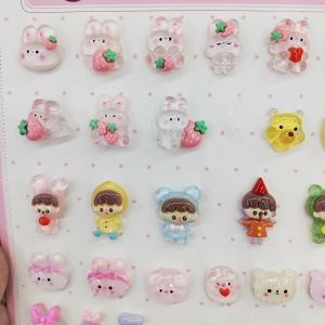 Necklace 500pieces 1823mm Diy Resin Jelly Bow Strawberry Rabbit Sticker Bead.for Woman Kids Hairpin Scrapbook Jewelry Making Accessories