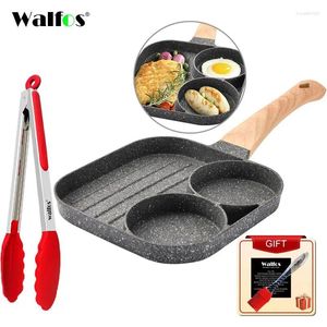 Pans Walfos 2 Hole Frying Pot Pan Thickened Omelet Non-Stick Egg Pancake Steak Cooking Ham Breakfast Maker Cookware