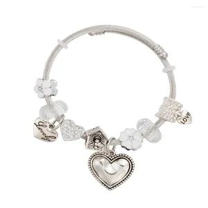 Charm armband design original rostfritt stål armband vita hjärtformade pärlband för kvinnor gåva diy som gör mode trend smycken