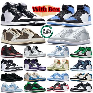 Kobiety mężczyzn buty do koszykówki 1 1S Panda odwrotne Mocha Unc Toe University Blue Lucky Green Mens Treakers Outdoor Sneakers