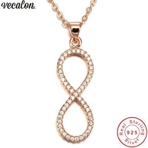 Vecalon Eight Cross Shape pendant 925 Sterling silver 5A zircon Wedding Engagement Pendants with necklace for Women Jewelry3185