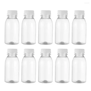 Water Bottles 10 Pcs Plastic Milk Bottle Drink Containers Lids Juice Box Clear The Pet Caps Travel