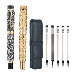 Luxury Jinhao All Golden Metal Ballpoint Pen Exquisite Collection Gel Penns Present Bag Set Business Office Refill