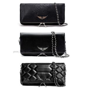 7A Pochette Rock Swing Your Wings bolsa feminina bolsa de ombro homem couro genuíno Zadig Voltaire corrente de asa luxuosa aba de embreagem sacos de corpo cruzado