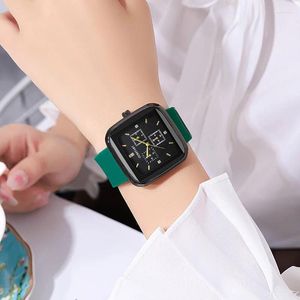 Wristwatches Women Watch Fashion Diamond Square Quartz Silicone Strap Student Watches For Relojes Para Mujer Montre Femme