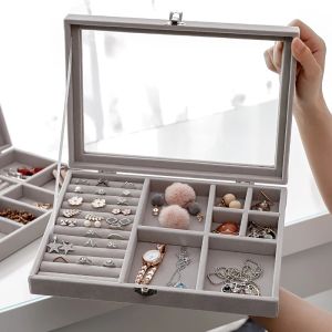 Rings Fashion Portable Velvet Jewelry Ring Jewelry Display Organizer Box Tray Holder Earring Jewelry Storage Case Showcase