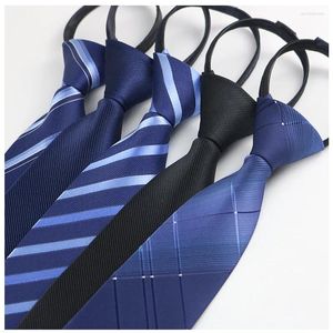 Laços masculinos gravata listra azul negócio preguiçoso zíper local atacado fácil puxar