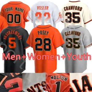 2024 S-4XL Baseball Koszulki 5 Mike Yastrzemski 35 Crawford Francisco Men Kids Evan Longoria Joc Pederson Brandon Butter 28 Posey Will Clark