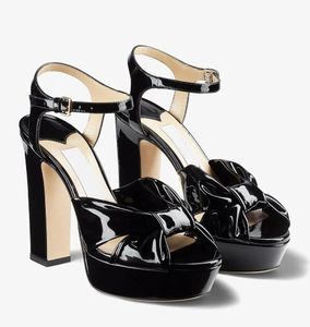 Lüks heloise sandalet ayakkabıları kadınlar tıknaz düğümlü kayışlar platformlar topuklu parti gelinlik bayan gladyatör sanalyas kadın beyaz siyah yüksek topuk ayakkabı eu35-43 kutu