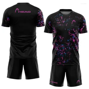 Fatos de treino masculino manga curta camiseta shorts duas peças terno moda tênis sportswea verão esportes ao ar livre define roupas de treinamento badminton