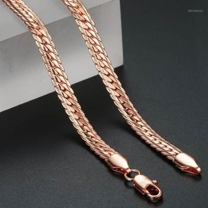 Kedjor 6mm Snake Link Chain Halsband hamrade platt trottoarkant kubansk rosguld silverfärg för kvinnor män fanshion smycken gåva gn1111262n