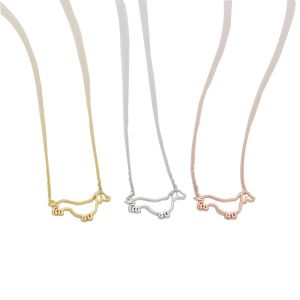 Fashion dachshunds pendant necklaces Dog frame pendant necklaces Lovely animal series plated gold necklaces for women ZZ