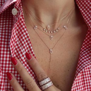 Collane in argento sterling 925 a doppio strato con ciondolo a forma di teschio, collana a catena in argento pregiato per donna di alta qualità